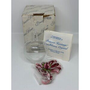 VTG Princess House Heritage Handblown Crystal Ornament 4" Ribbon Accent Decor